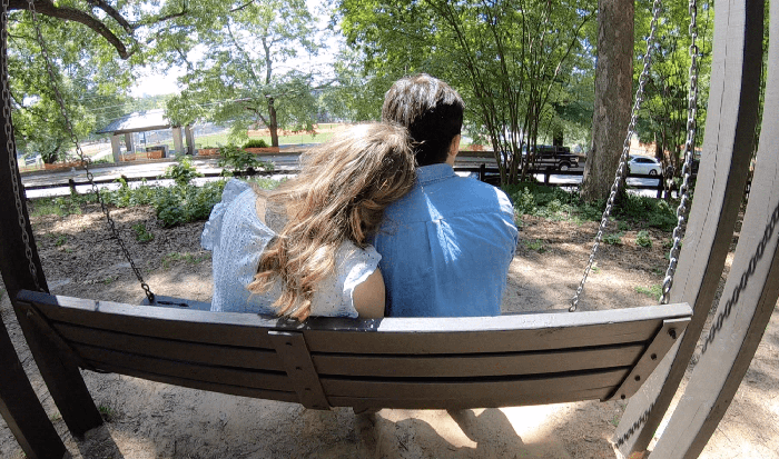 a couple on a bench