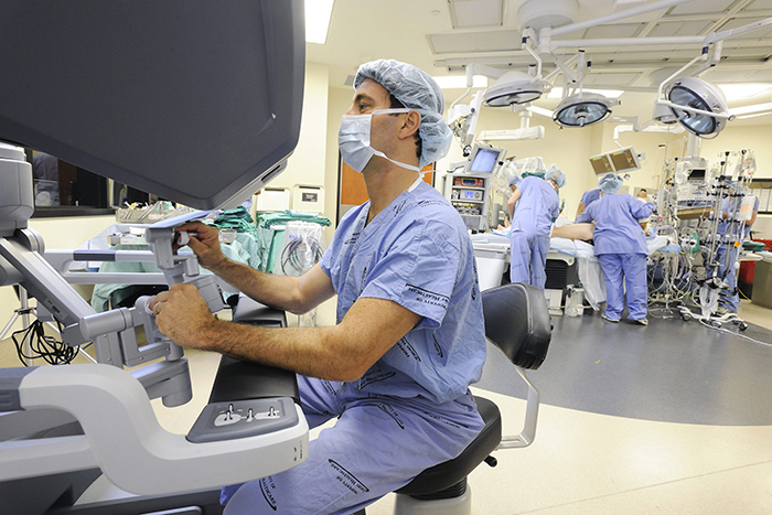 emory's dr. halkos performing robotic heart surgery