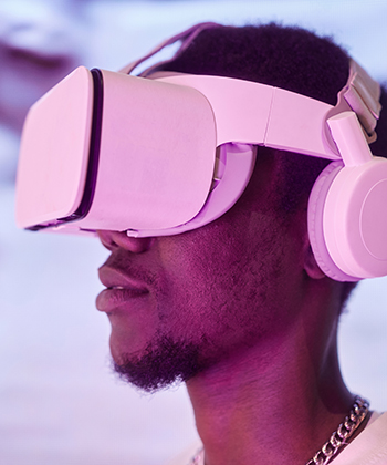 teen wears virtual reality goggles