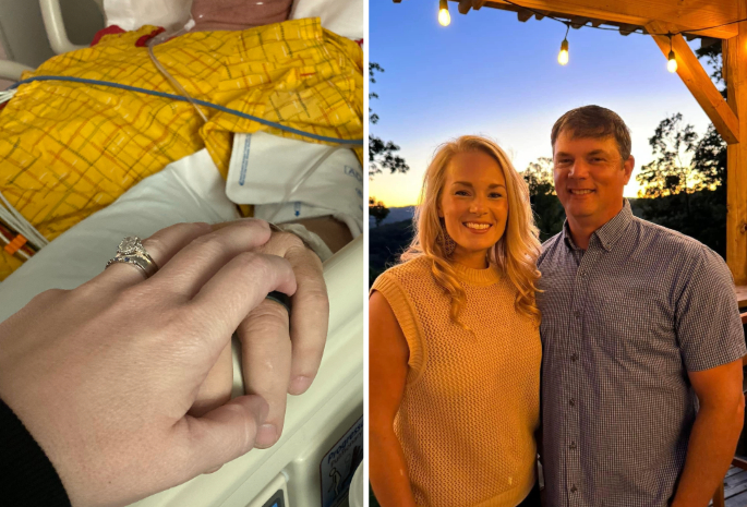 Christa, nurse, and husband Dana, patient